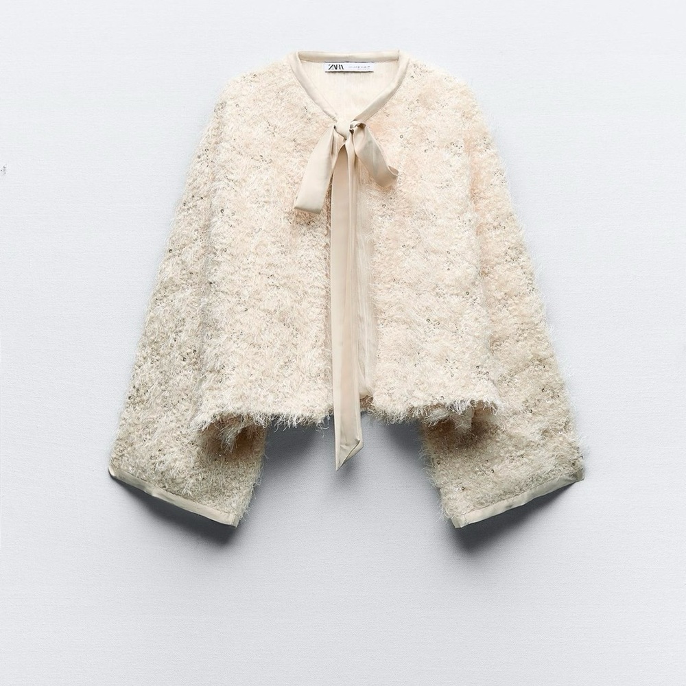 ZARA BEADED FRAYED JACKET
